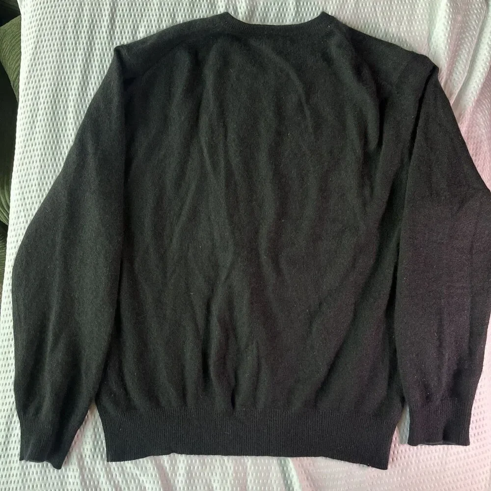 Oliver Perry Sweater Mens Small Black 100% Cashmere Crewneck Pullover Soft